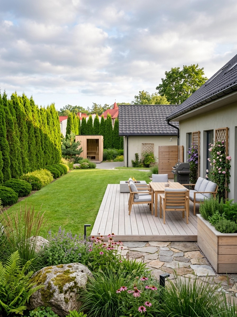 Landscape design in Scandinavian Garden style — Yard by GenRoom AI