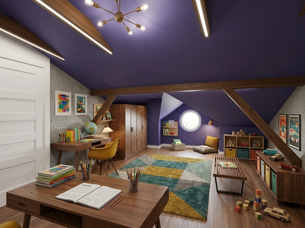 Mid-Century Modern Kids Room design — interior photo by GenRoom AI