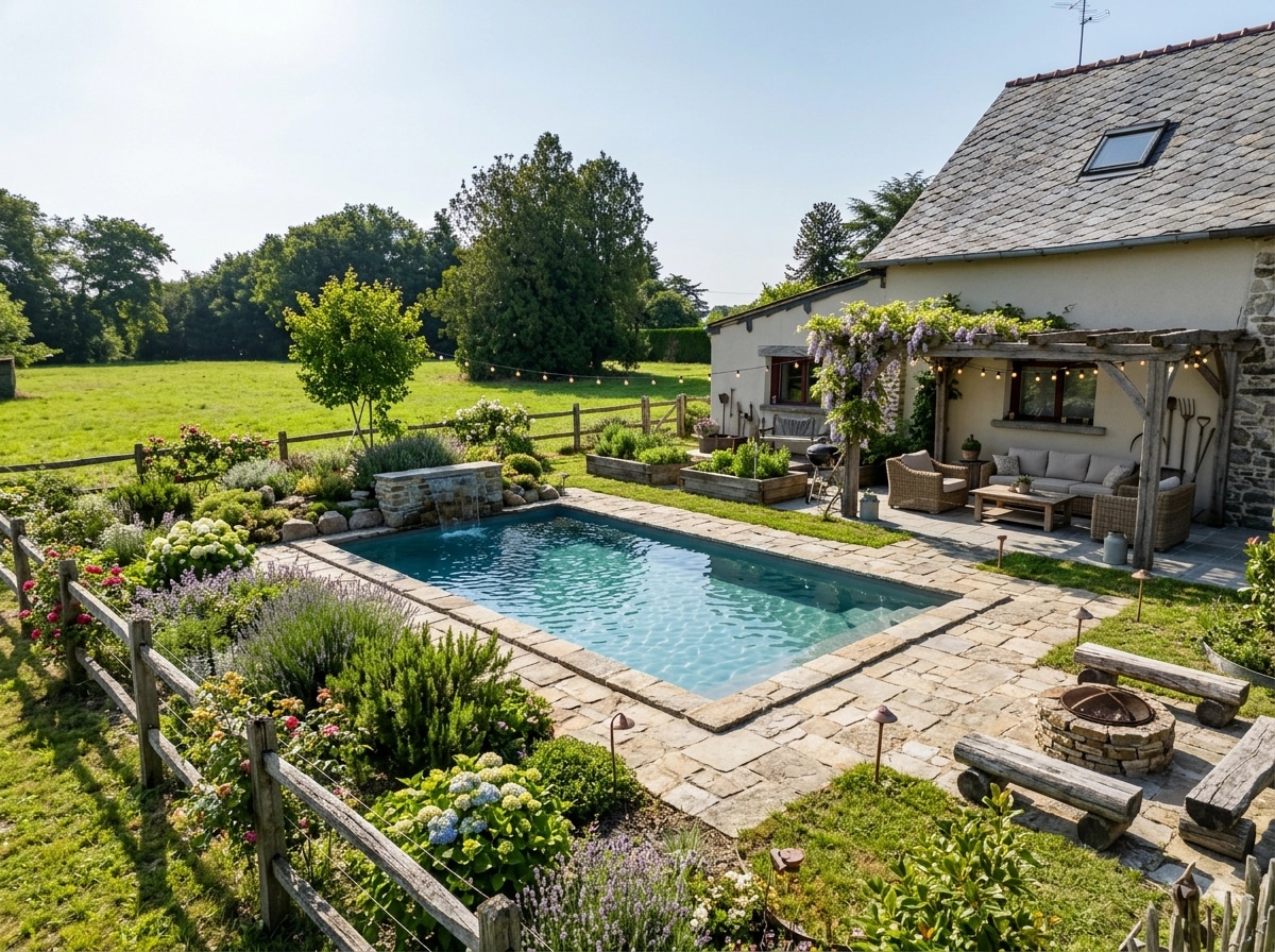 Country Rustic Garden Yard design — yard photo by GenRoom AI