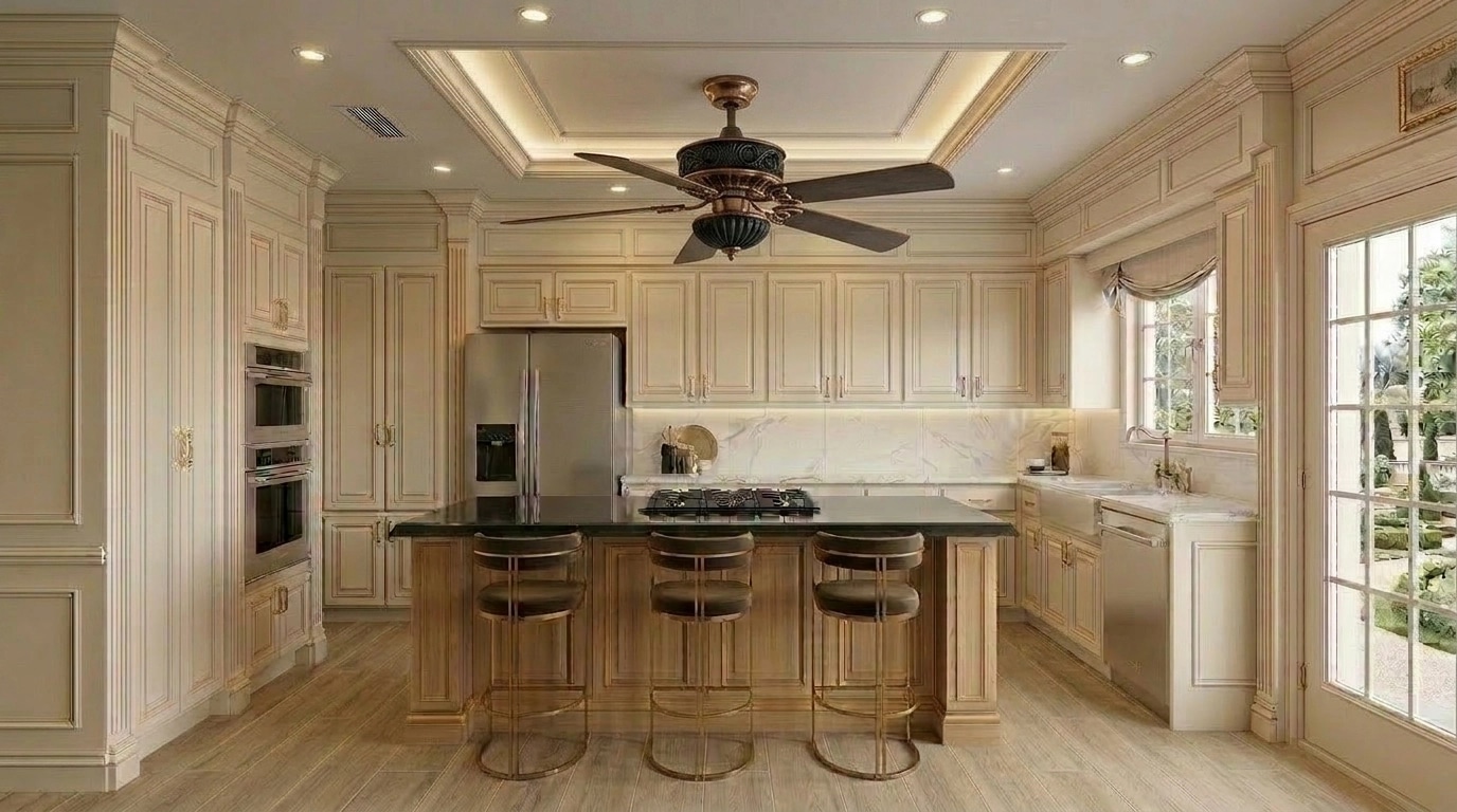 Kitchen interior in Neoclassic style — photo by GenRoom AI