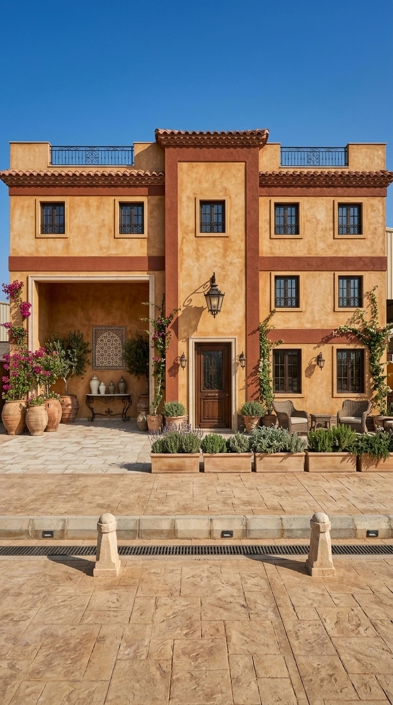 Facade design in Mediterranean Facade style — photo by GenRoom AI