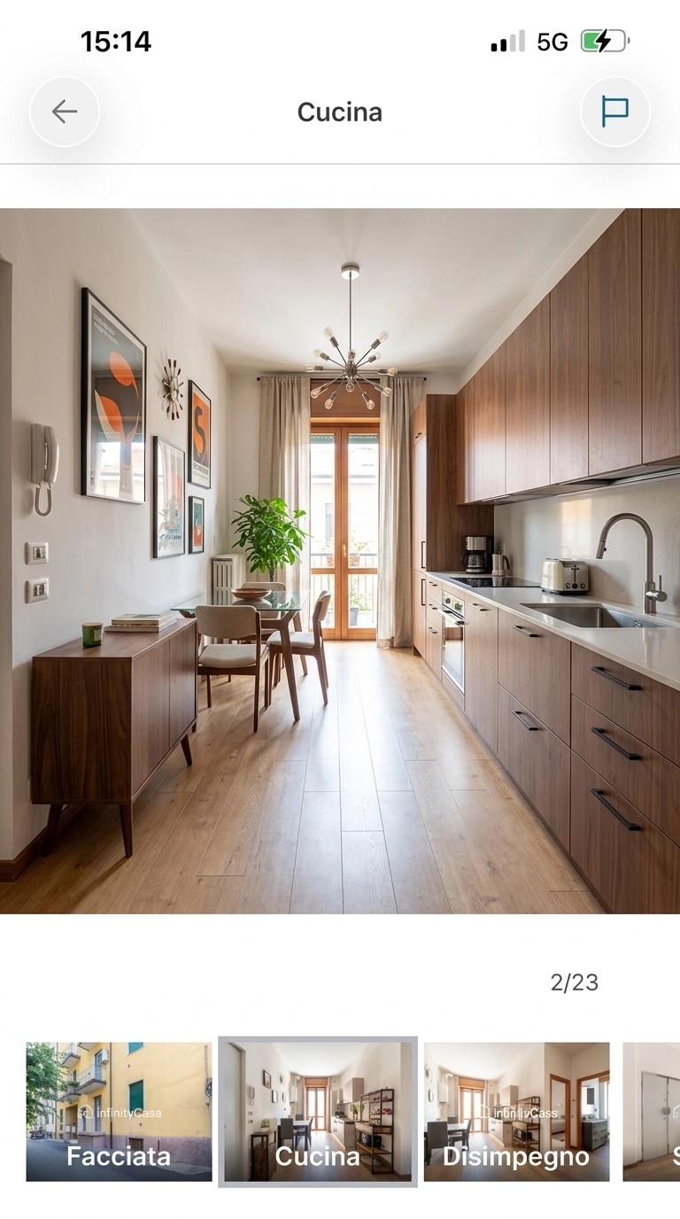 Kitchen interior in Mid-Century Modern style — photo by GenRoom AI