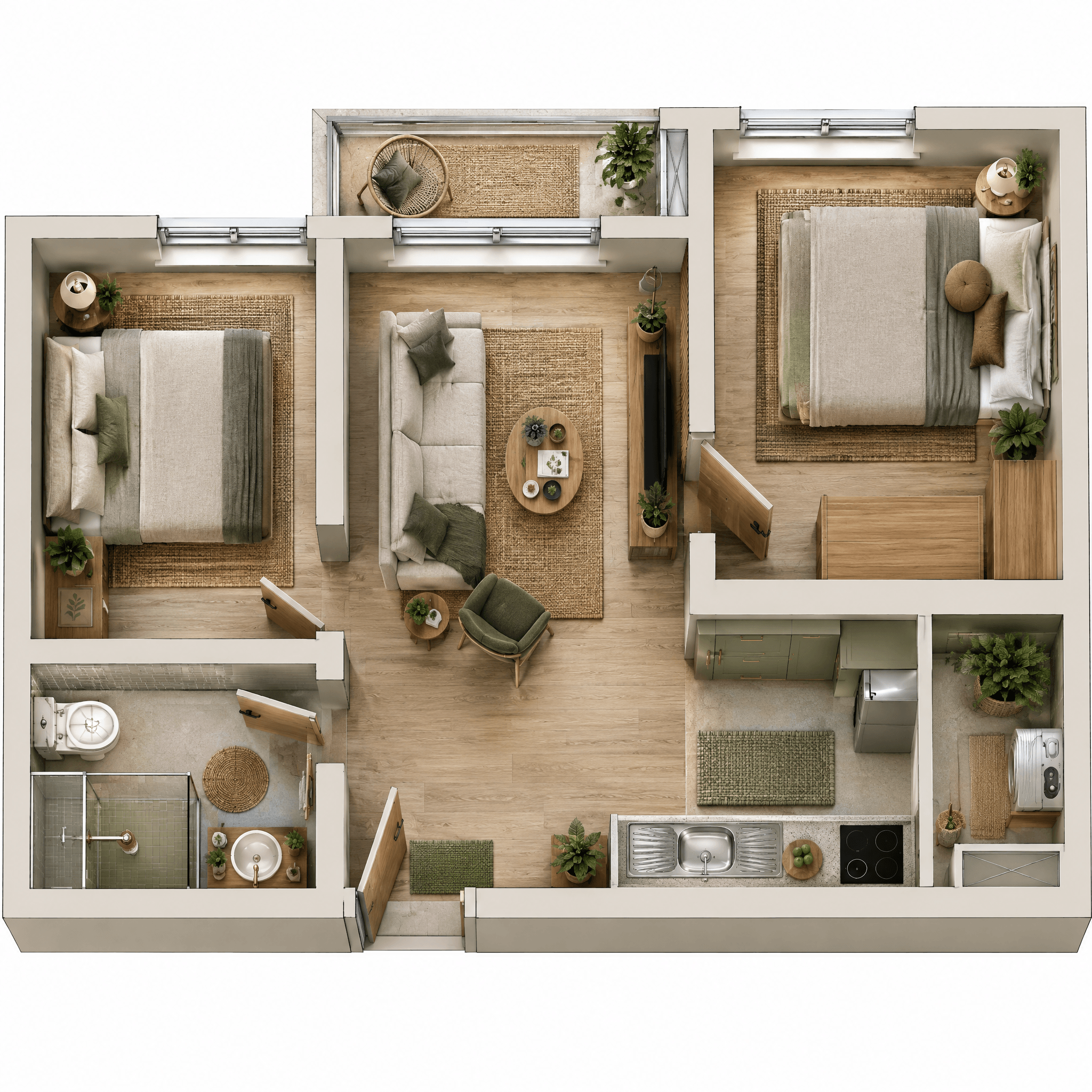 Biophilic Living Room design — interior photo by GenRoom AI