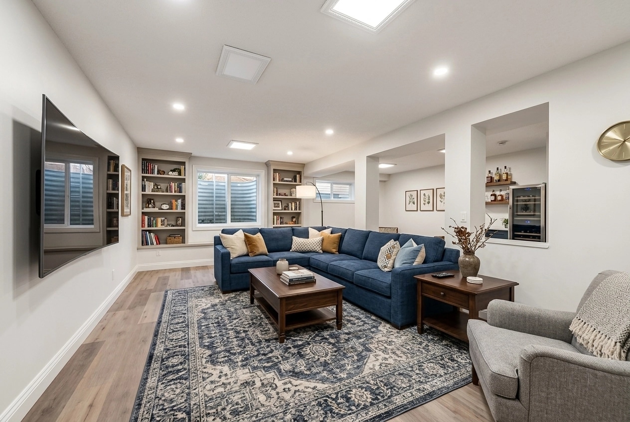Interior design in Transitional style — basement by GenRoom AI