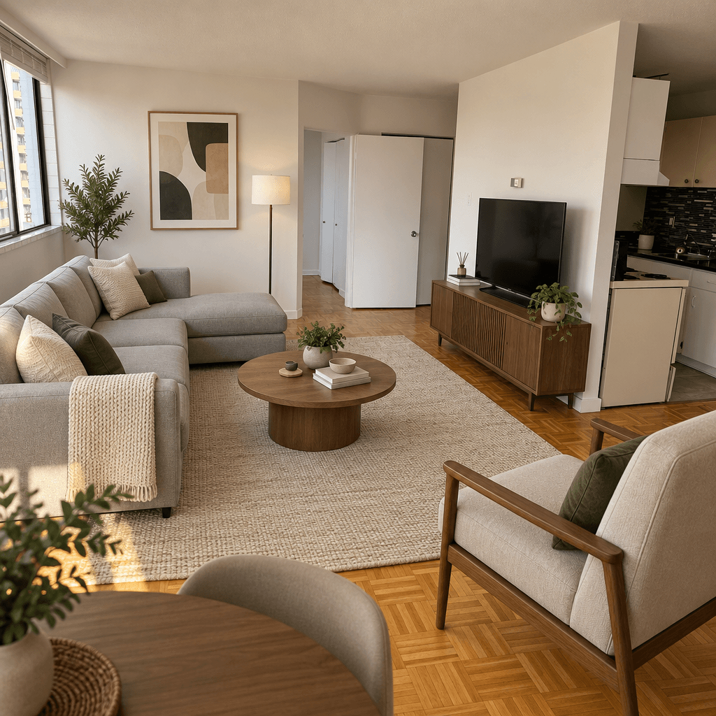 Interior design in Minimalism style — Living Room by GenRoom AI