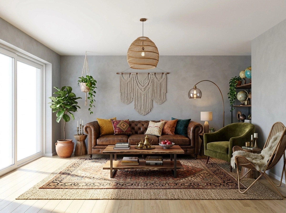 Interior design in Bohemian style — Living Room by GenRoom AI