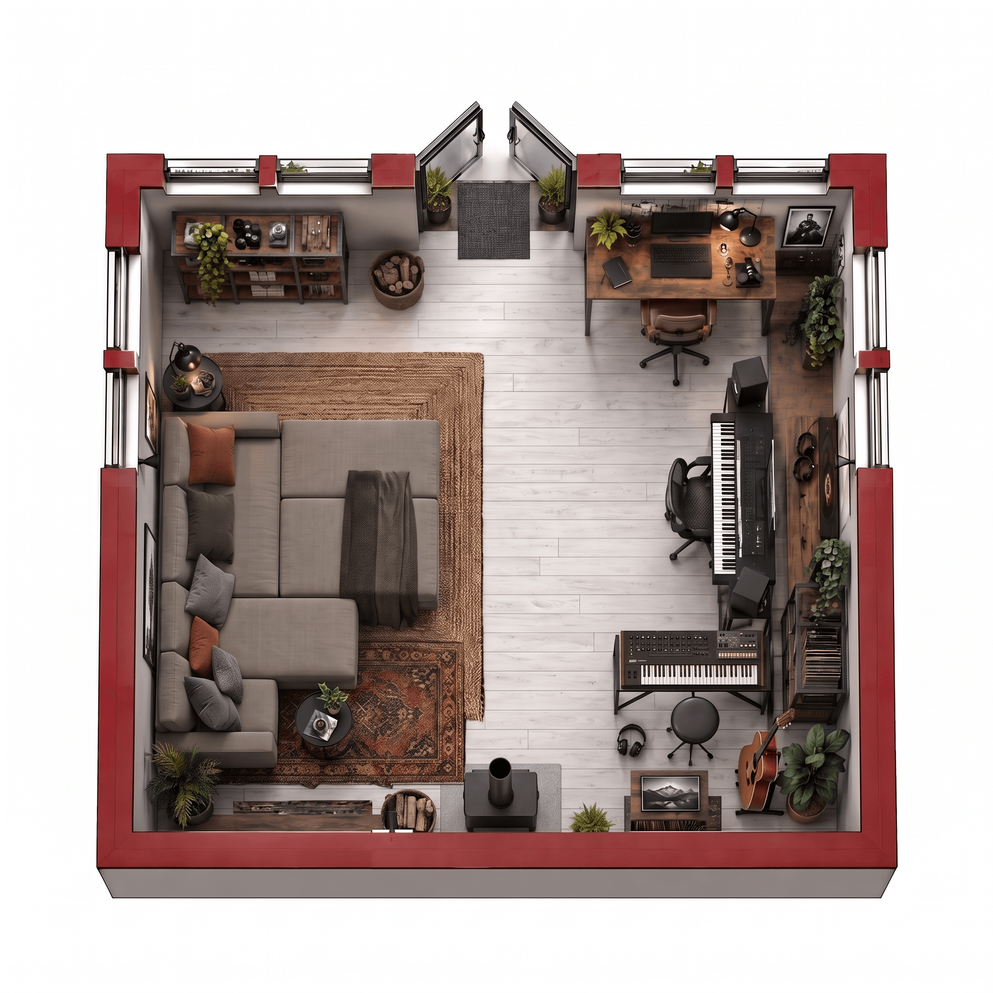 Loft / Industrial Living Room design — interior photo by GenRoom AI