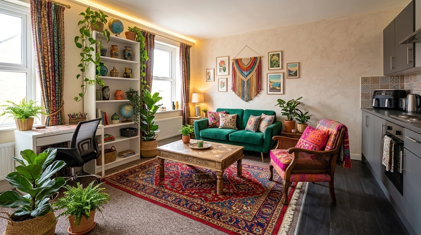 Interior design in Bohemian style — Living Room by GenRoom AI