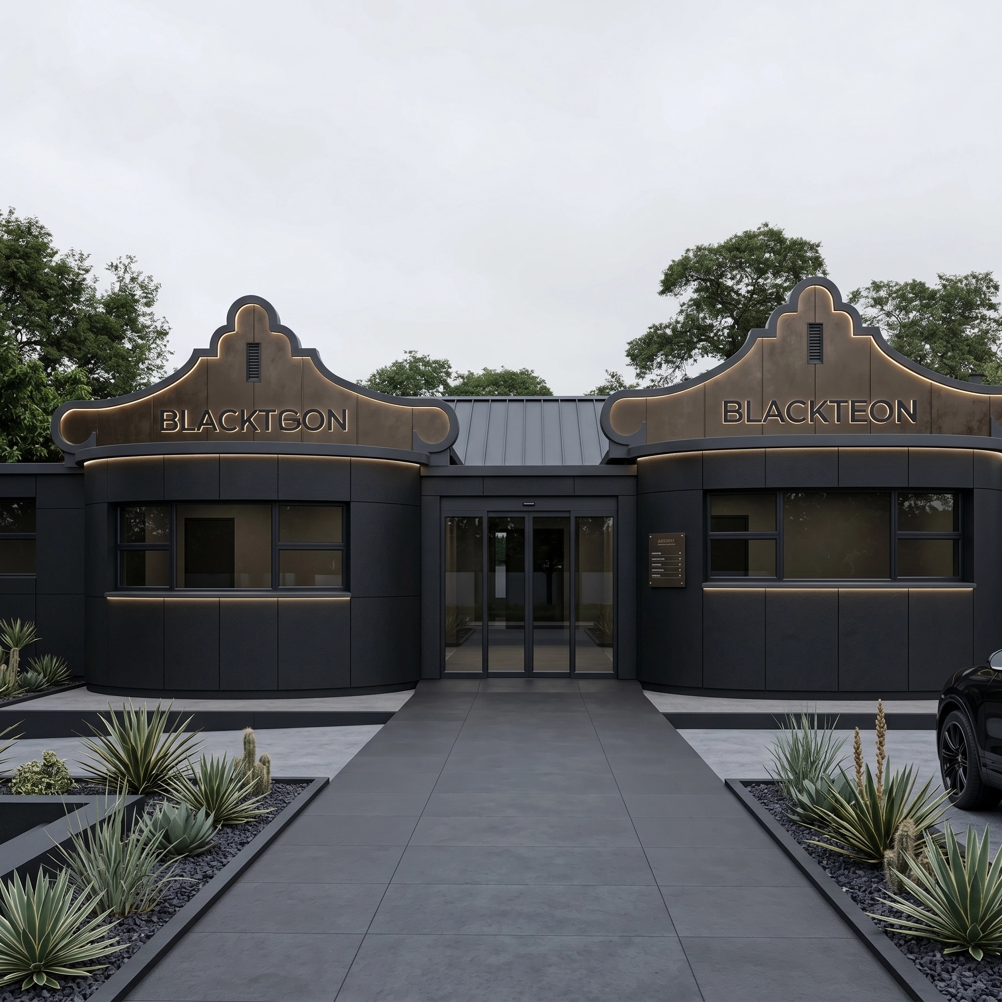 Facade design in Blacktec Facade style — Facade by GenRoom AI