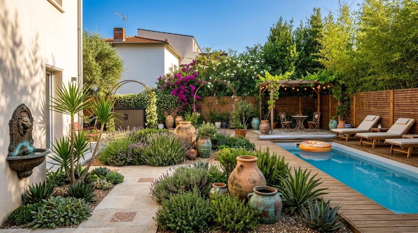 Landscape design in Mediterranean Yard style — Yard by GenRoom AI