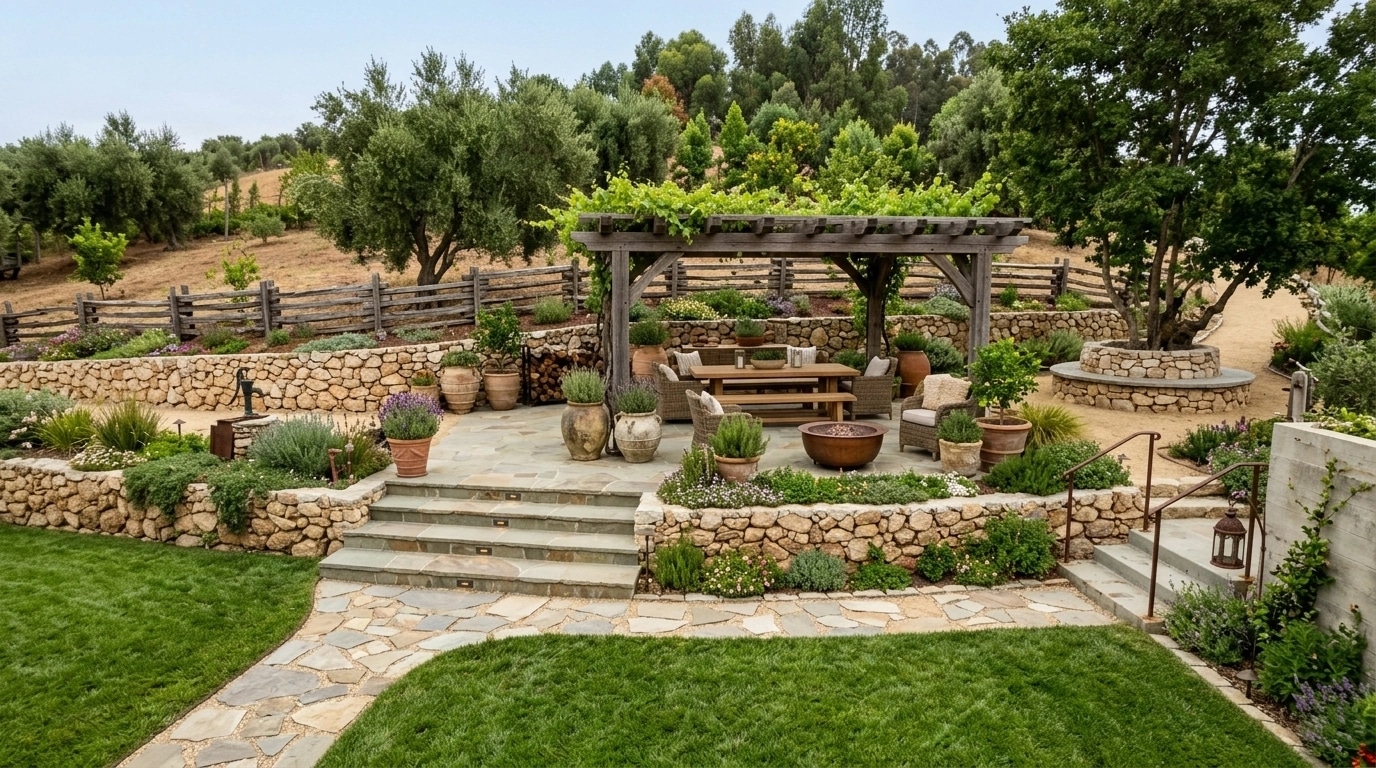 Country Rustic Garden Yard design — yard photo by GenRoom AI