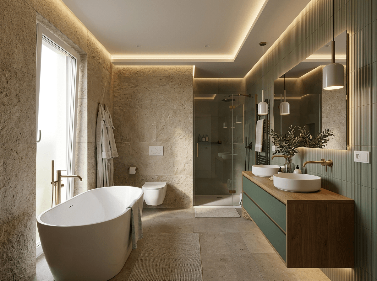 Coastal / Hamptons Bathroom design — interior photo by GenRoom AI