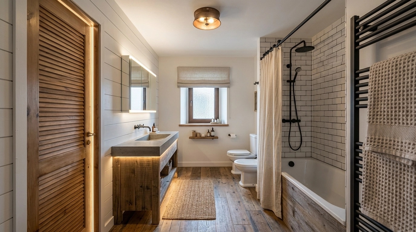 Modern Farmhouse Bathroom design — interior photo by GenRoom AI