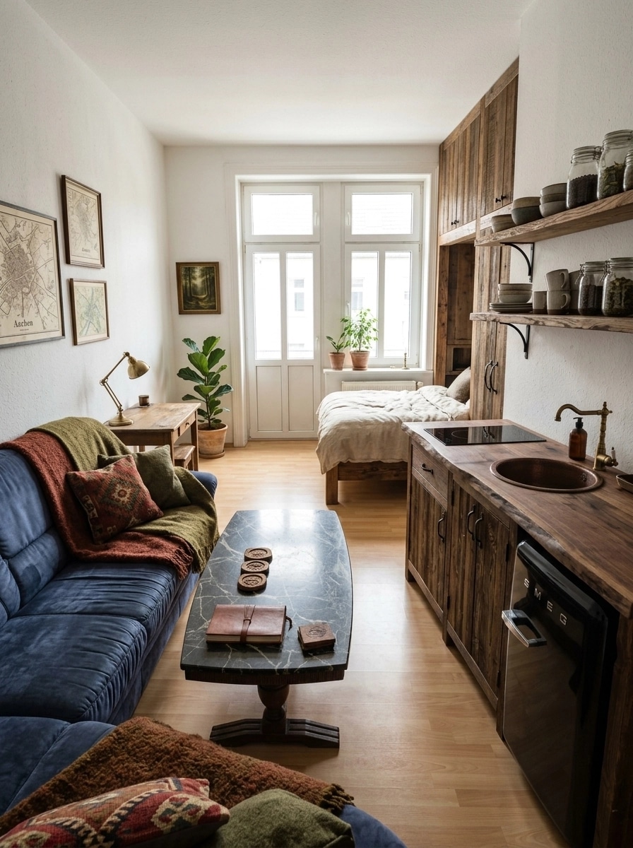 İç mekân tasarımı Rustic stili — studio GenRoom AI