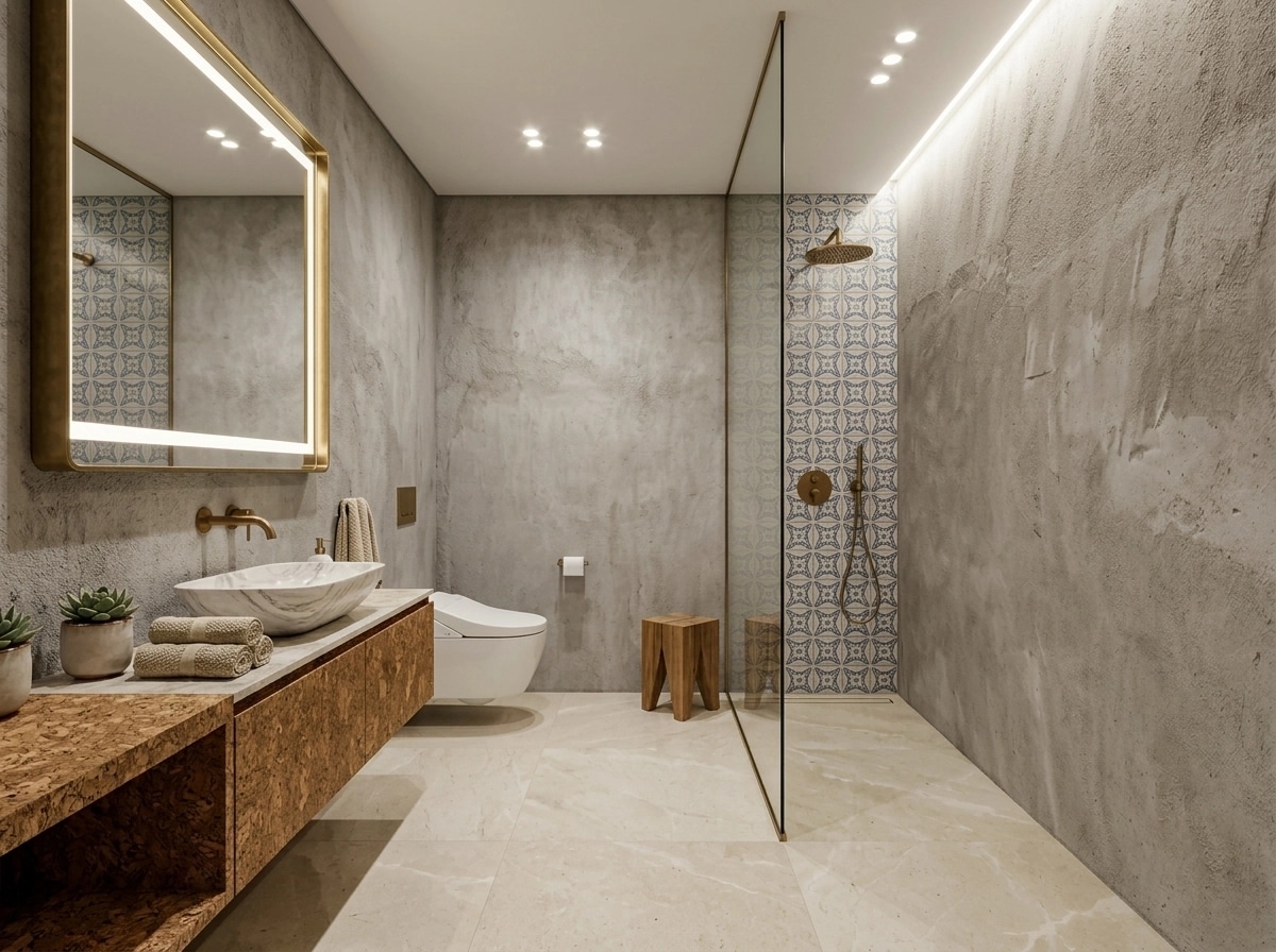 Bathroom interior in Portuguese Modern style — photo by GenRoom AI