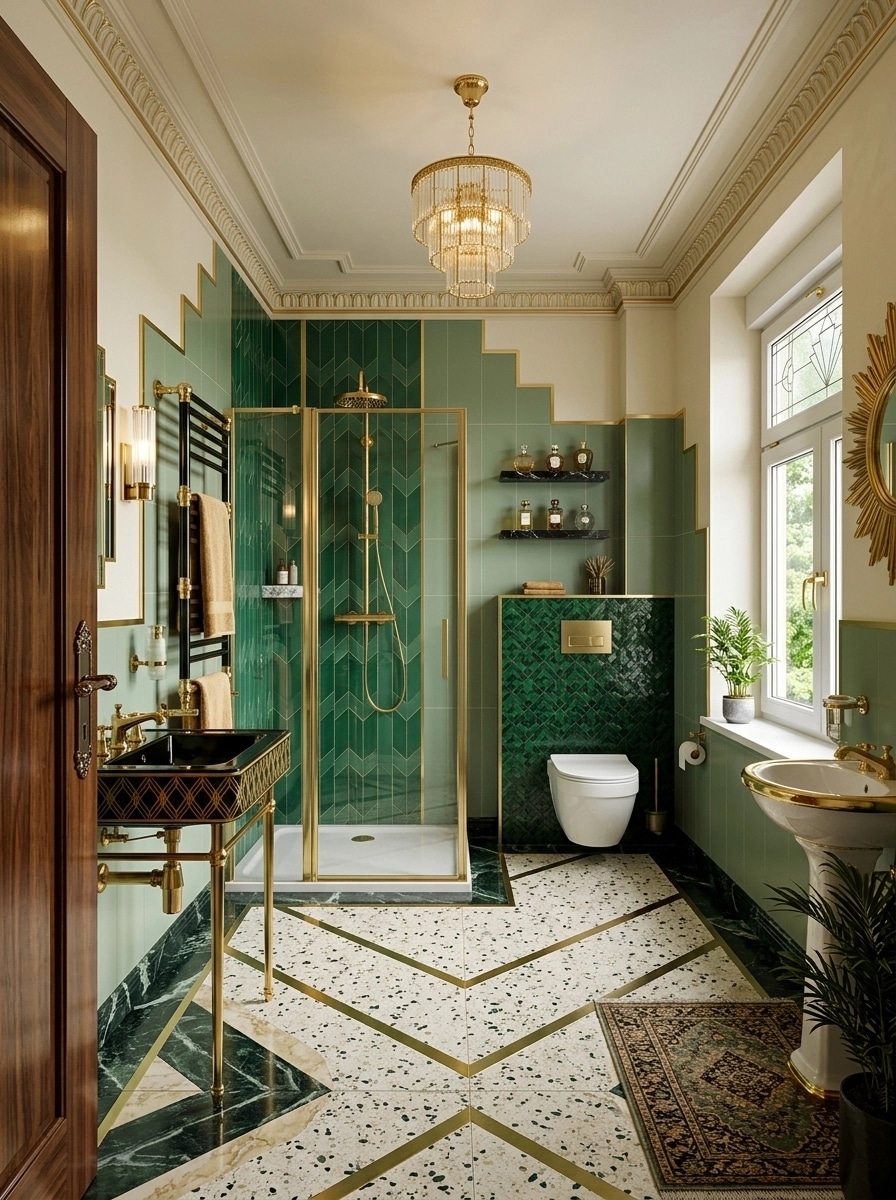 Bathroom interior in Art Deco style — photo by GenRoom AI