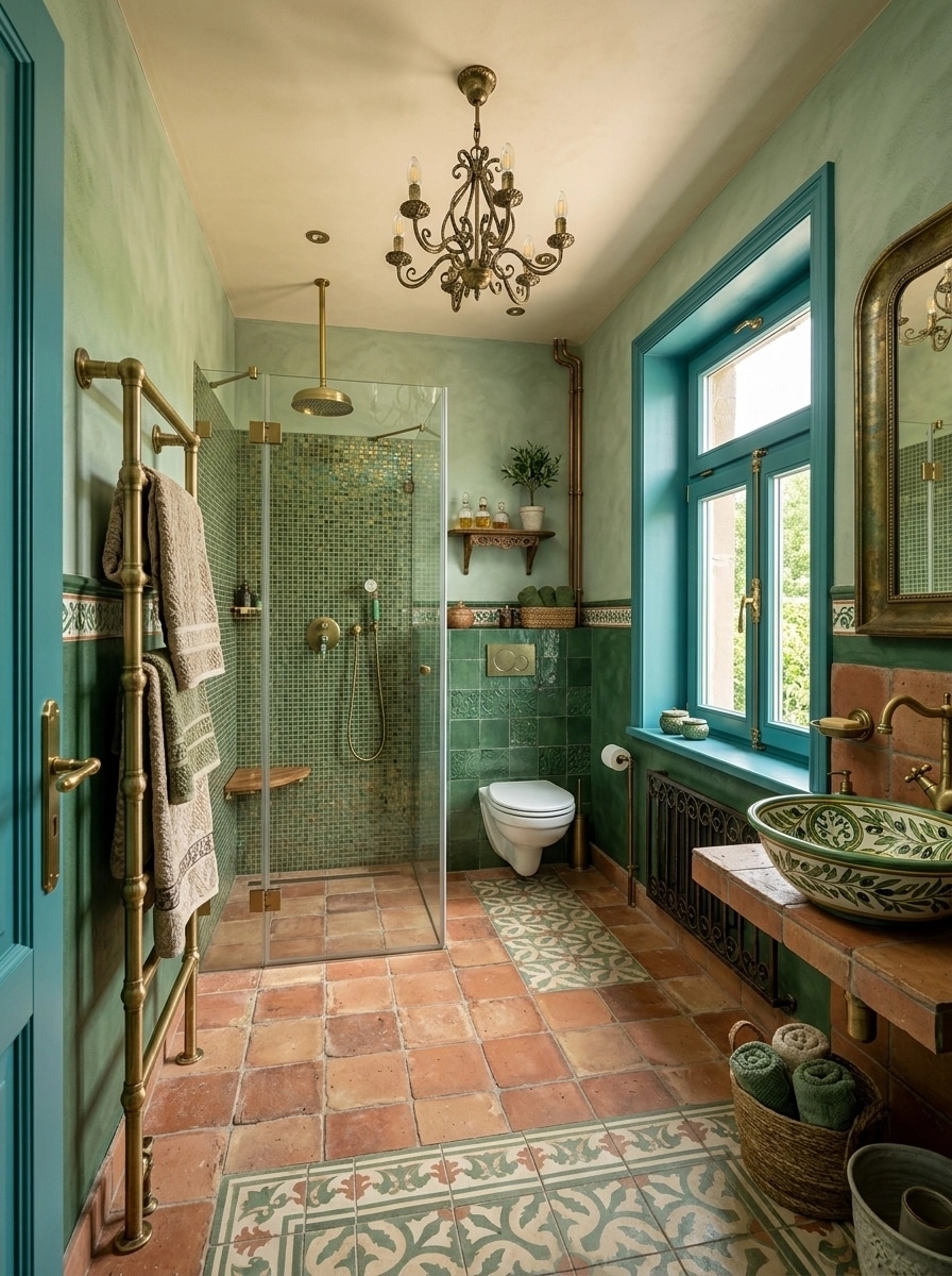 Bathroom interior in Mediterranean style — photo by GenRoom AI