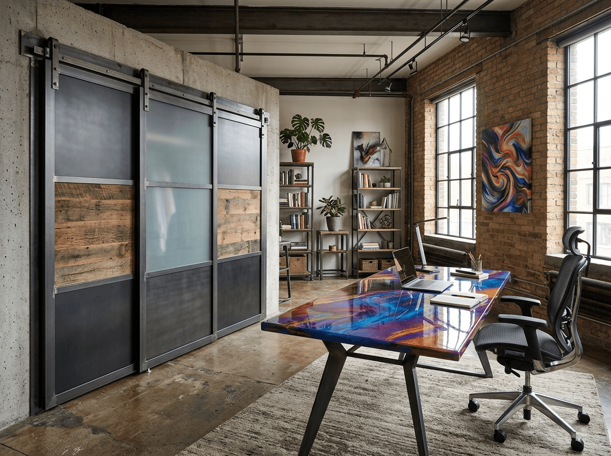 Interior design in Loft / Industrial style — home_office by GenRoom AI