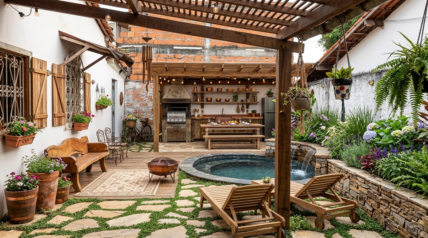 Country Rustic Garden Yard design — yard photo by GenRoom AI