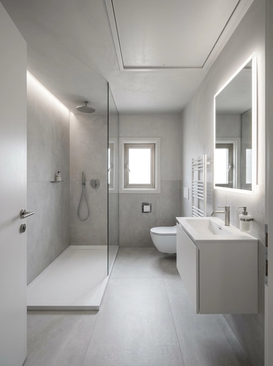 Bathroom interior in Minimalism style — photo by GenRoom AI