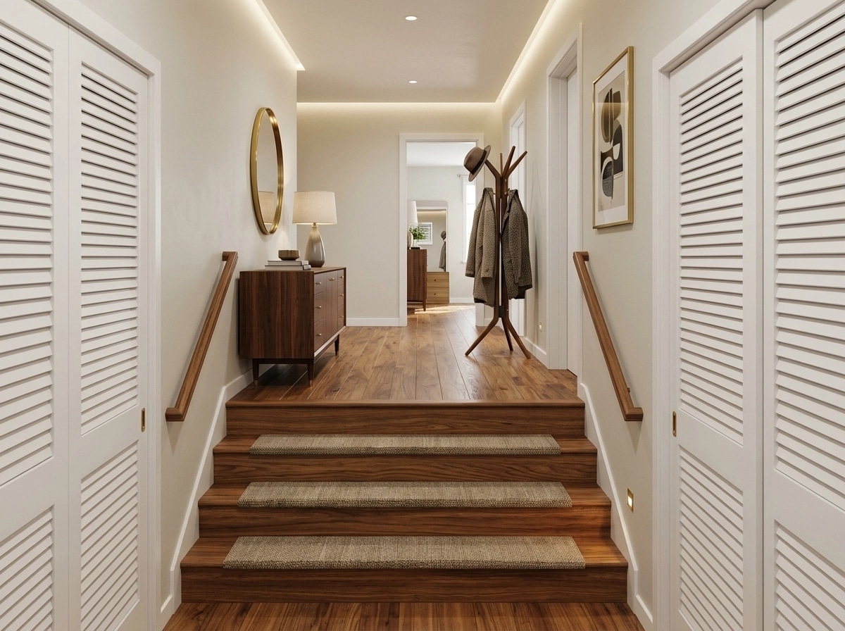 Hallway interior in Mid-Century Modern style — photo by GenRoom AI
