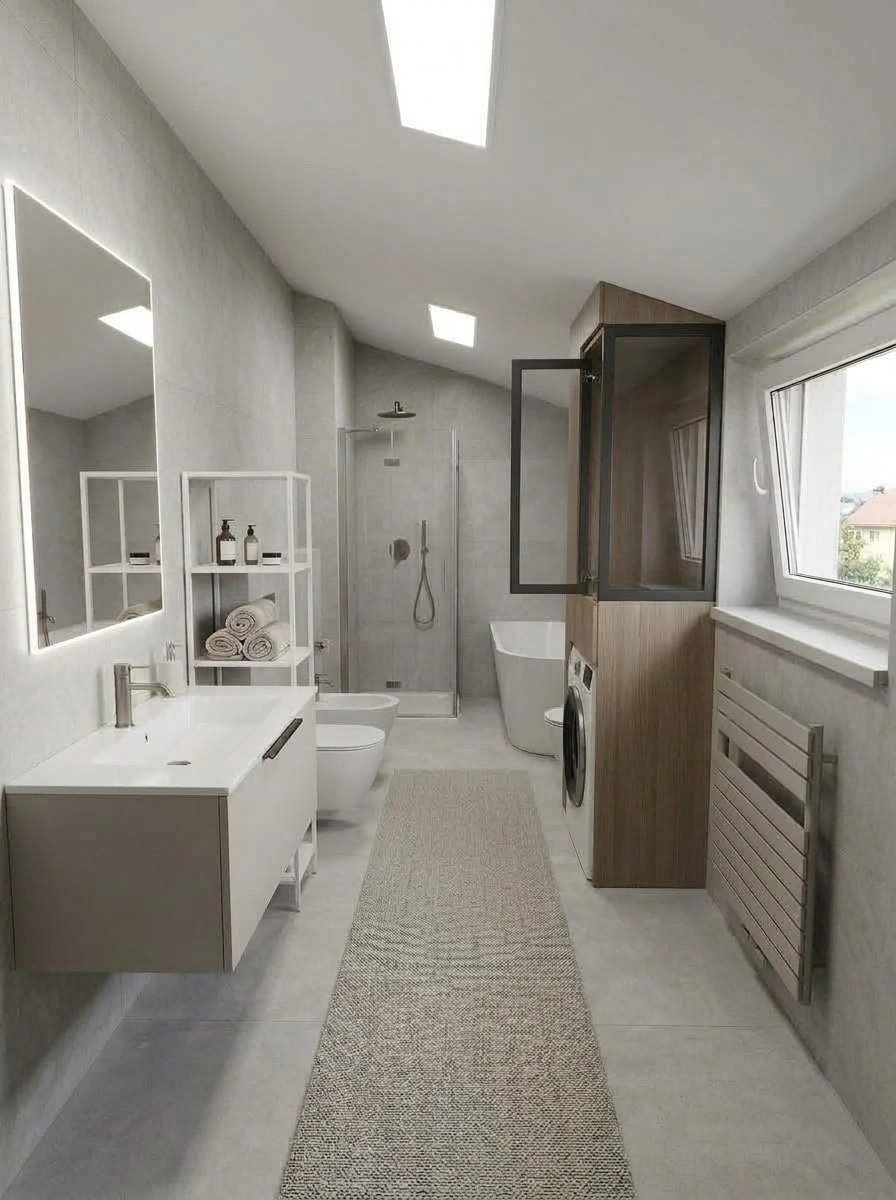 Bathroom interior in Minimalism style — photo by GenRoom AI