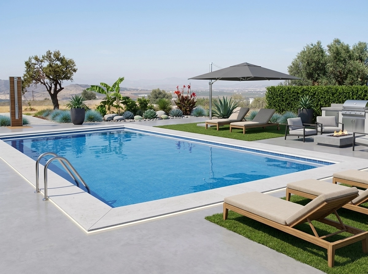 Design paisagístico em estilo Contemporary Yard — Jardim por GenRoom AI