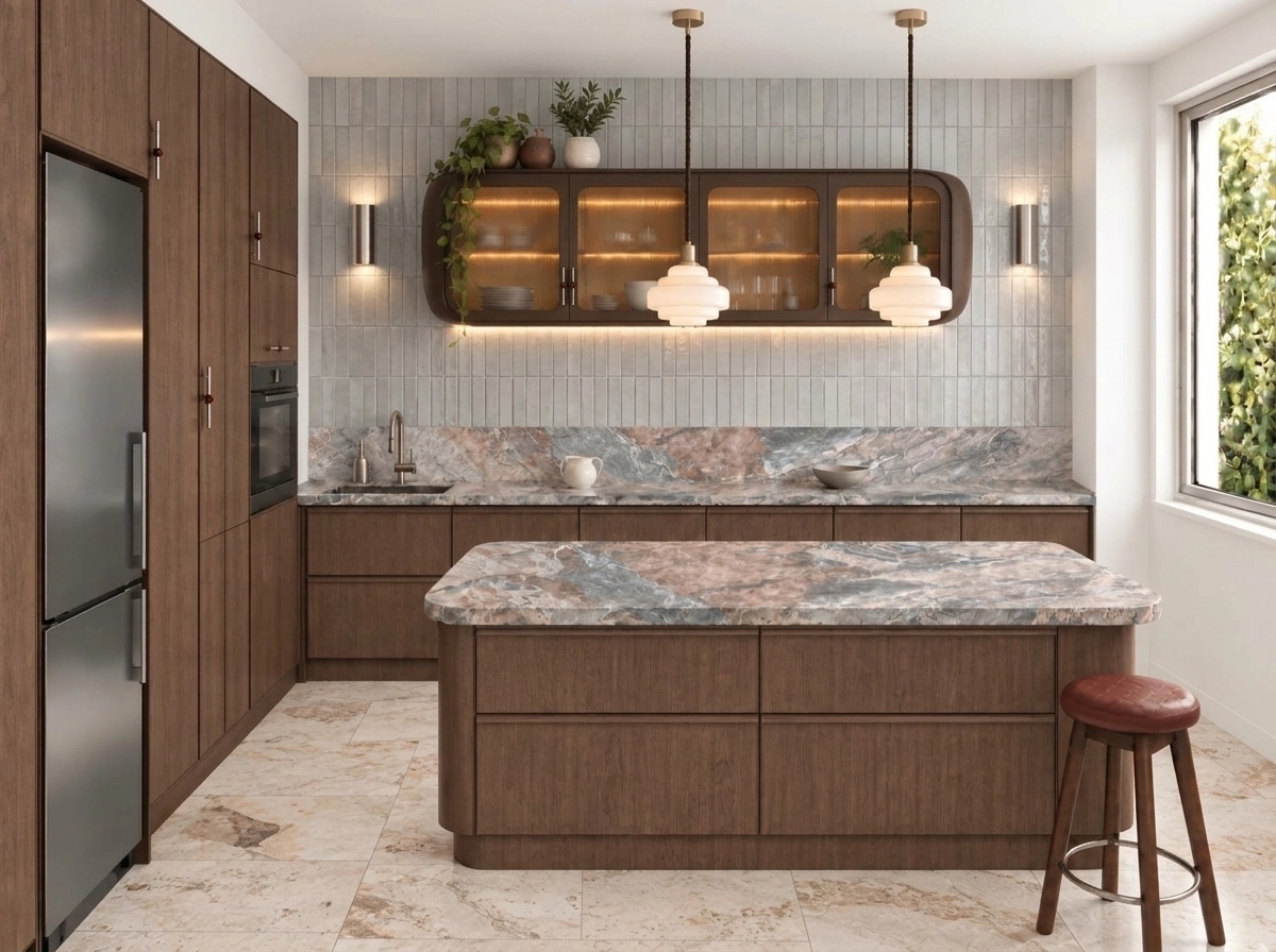 Kitchen interior in Mid-Century Modern style — photo by GenRoom AI