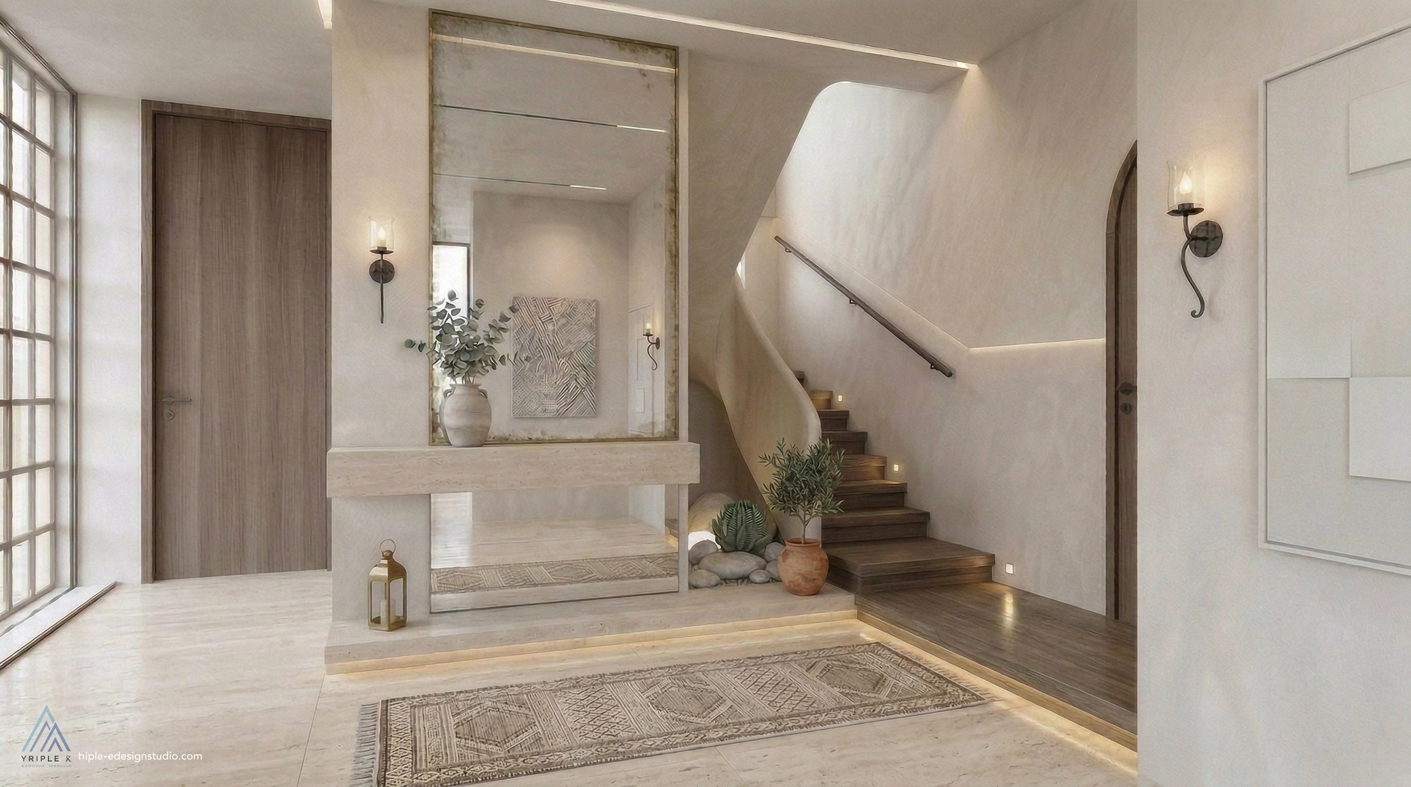 Hallway interior in Mediterranean style — photo by GenRoom AI