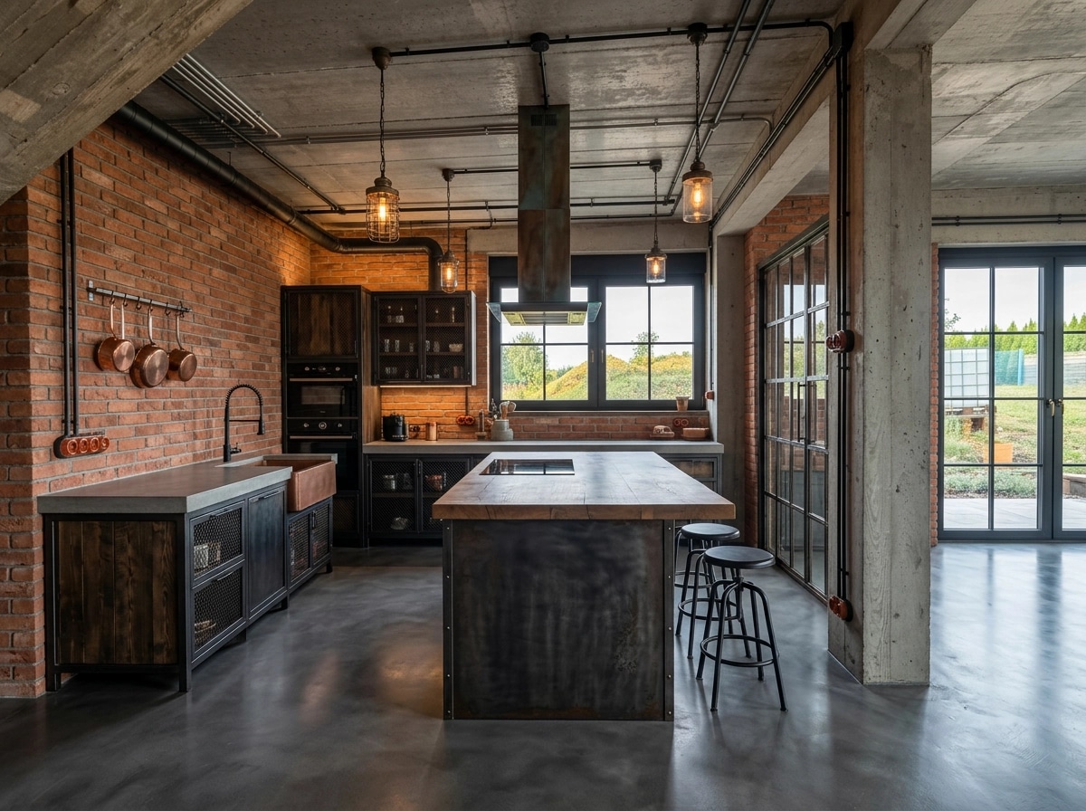 Interior design in Loft / Industrial style — Kitchen by GenRoom AI