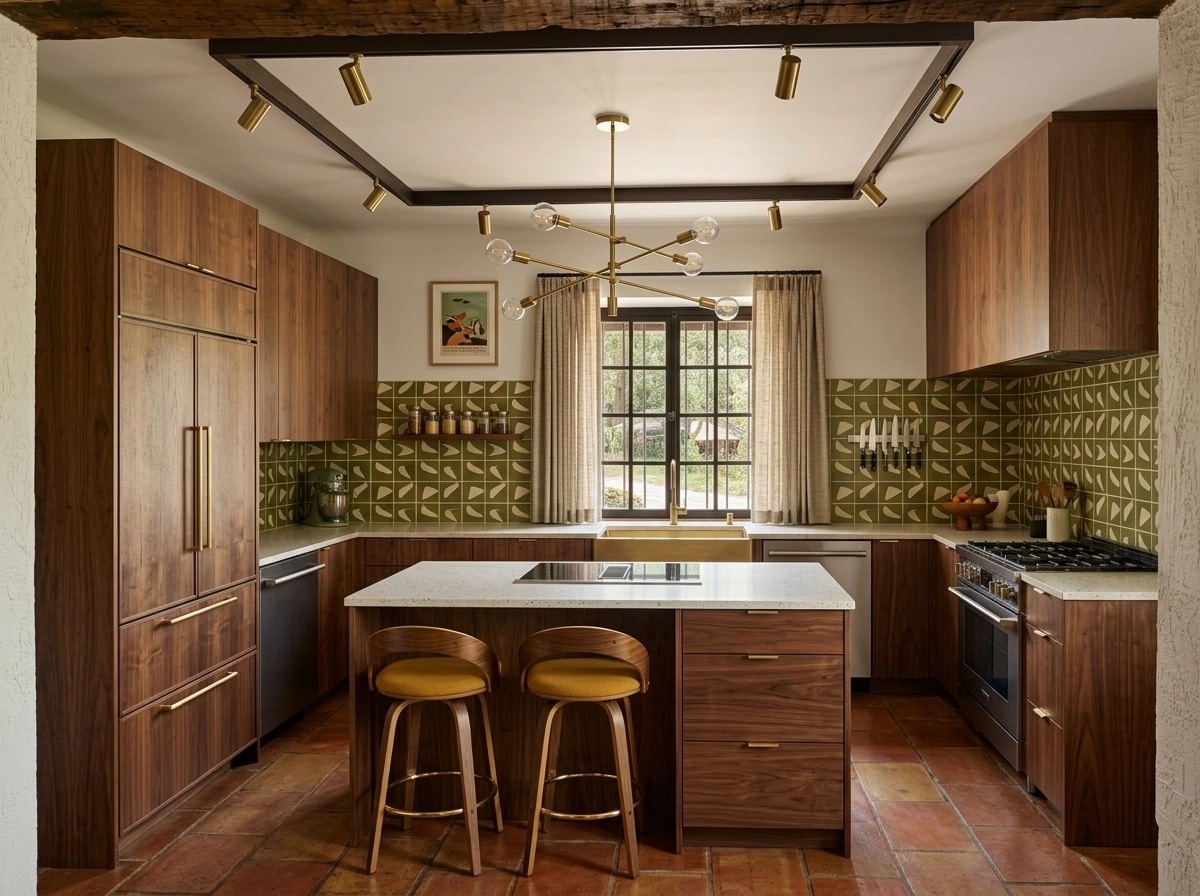 Kitchen interior in Mid-Century Modern style — photo by GenRoom AI