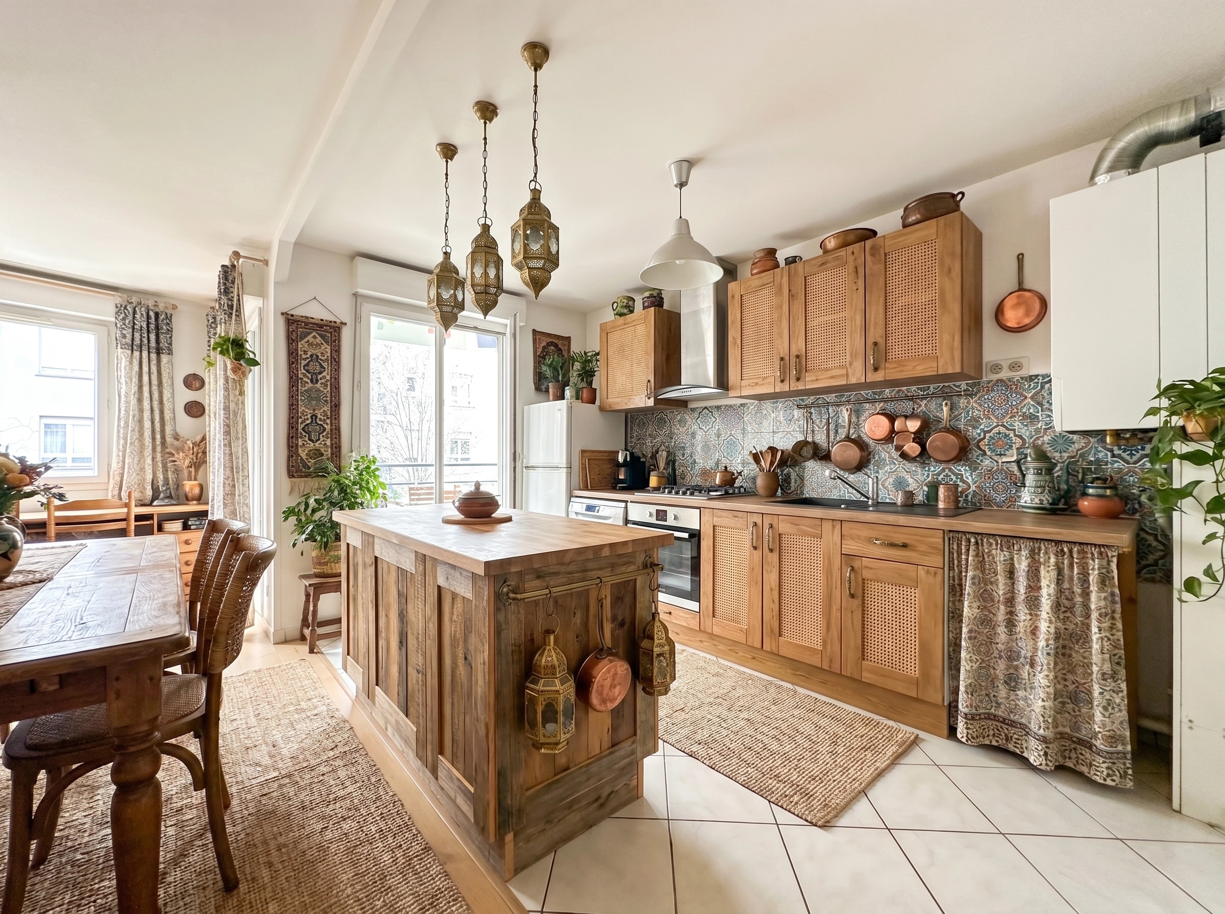 Kitchen interior in Bohemian style — photo by GenRoom AI
