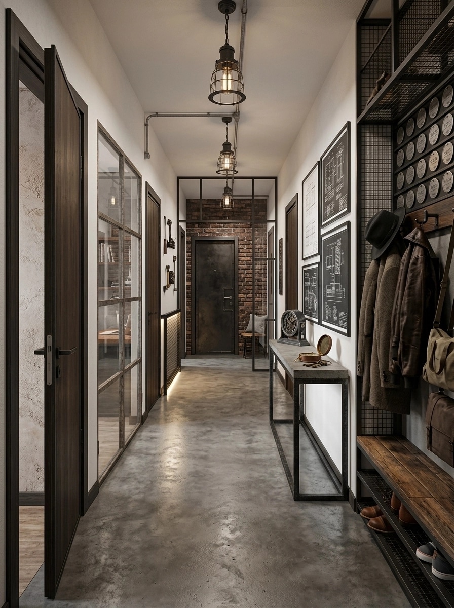 Loft / Industrial Hallway design — interior photo by GenRoom AI