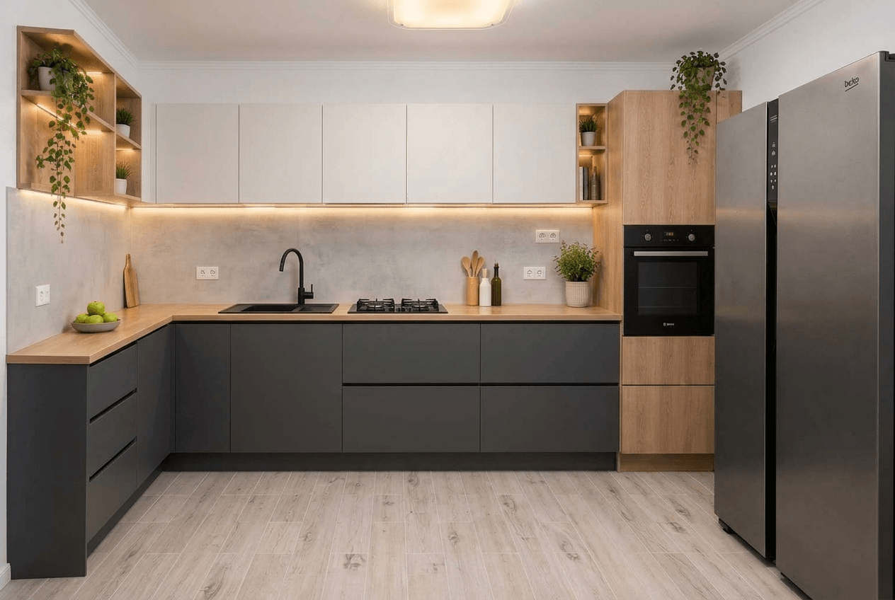 Kitchen interior in Minimalism style — photo by GenRoom AI