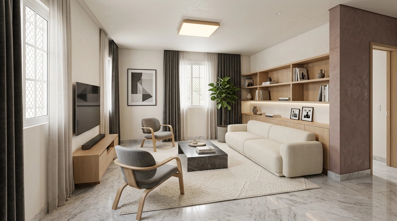 Minimalism Living Room design — interior photo by GenRoom AI