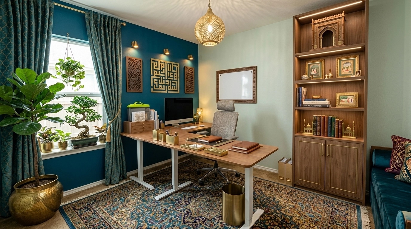Office interior in Biophilic style — photo by GenRoom AI