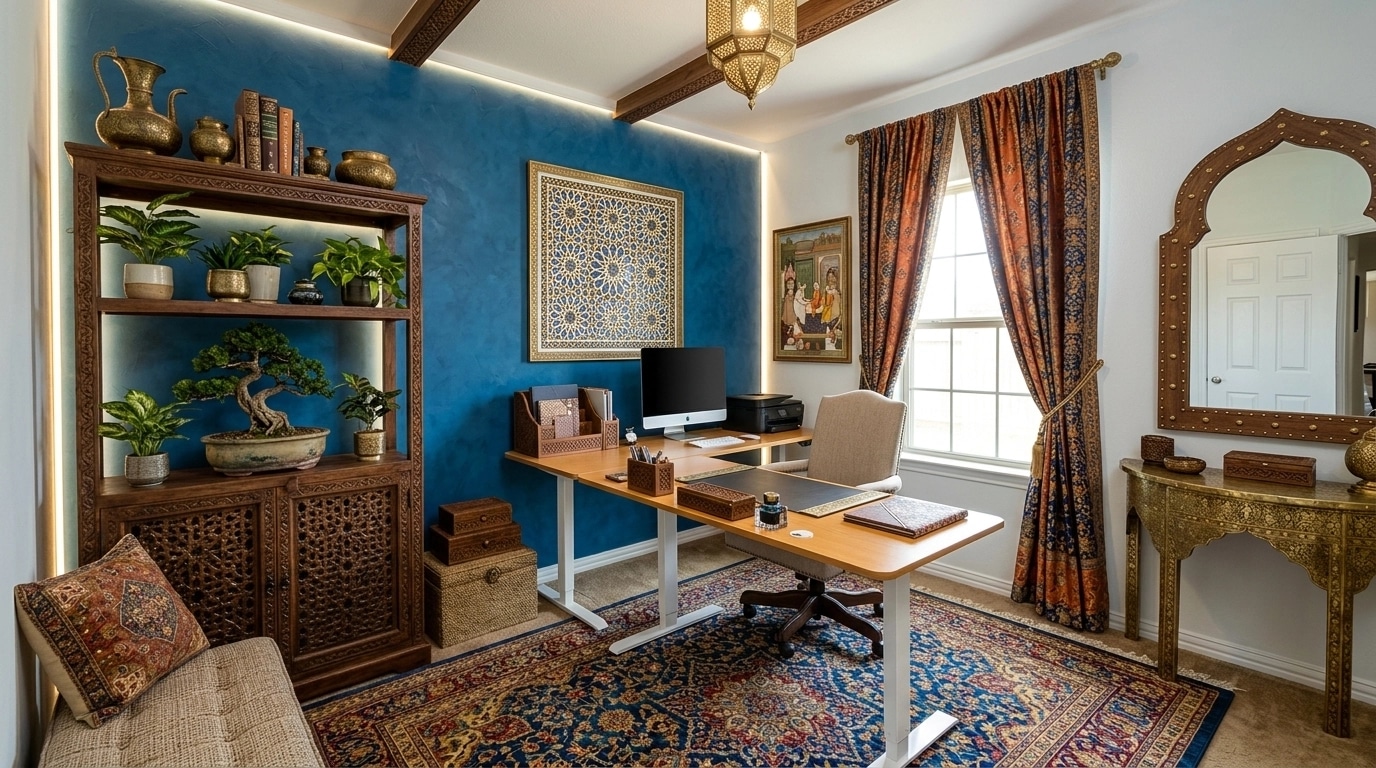 Office interior in Mediterranean style — photo by GenRoom AI