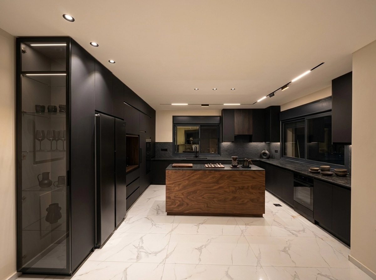 Kitchen interior in Blacktec style — photo by GenRoom AI