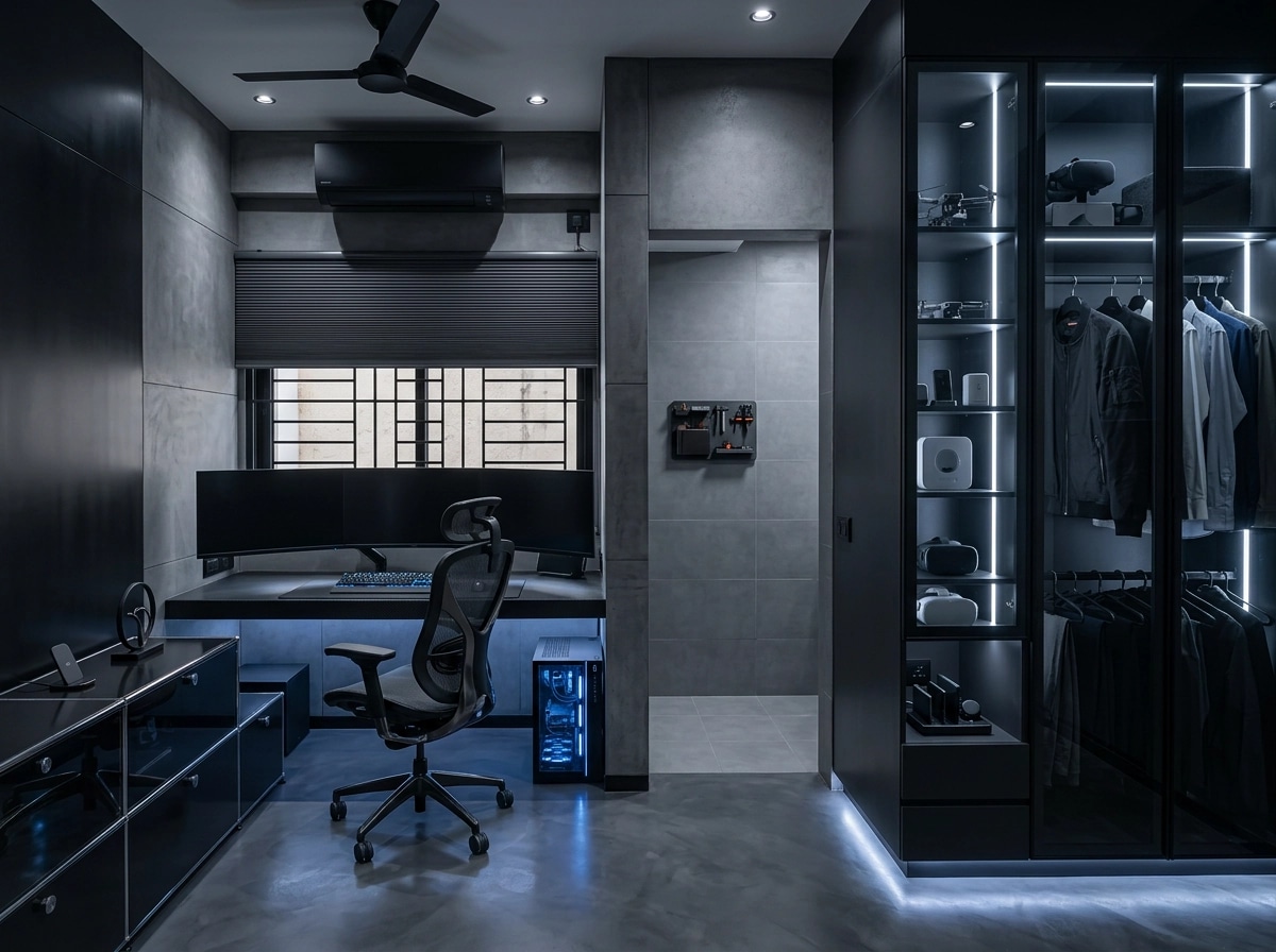 Design d'interni in stile Blacktec — home_office di GenRoom AI