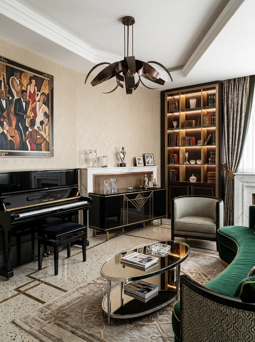 Art Deco Living Room design — interior photo by GenRoom AI