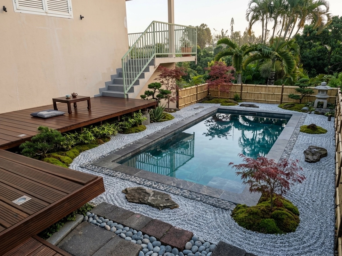 Design paysager en style Japanese Garden — Jardin par GenRoom AI