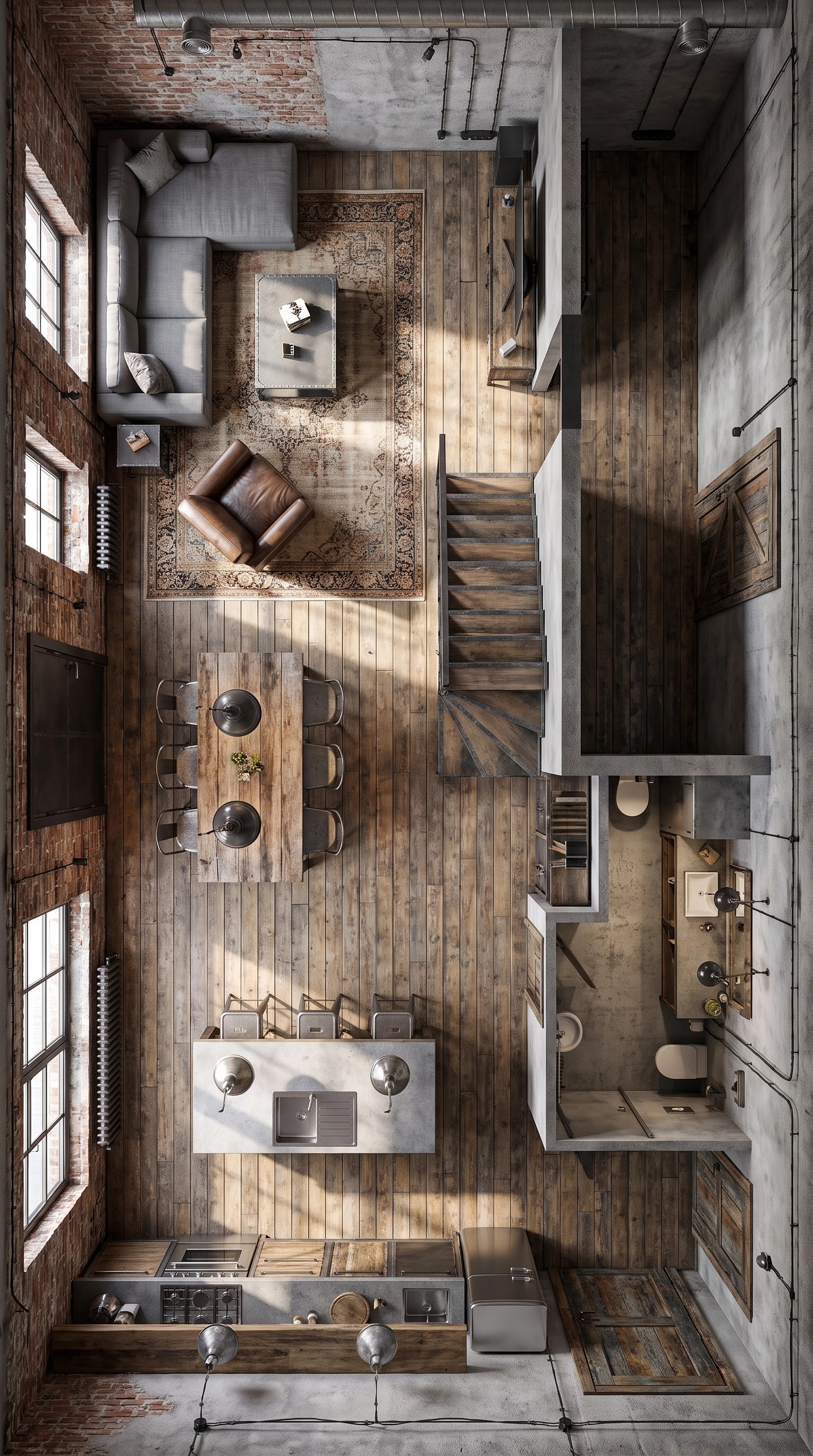 Interior design in Loft / Industrial style — Living Room by GenRoom AI