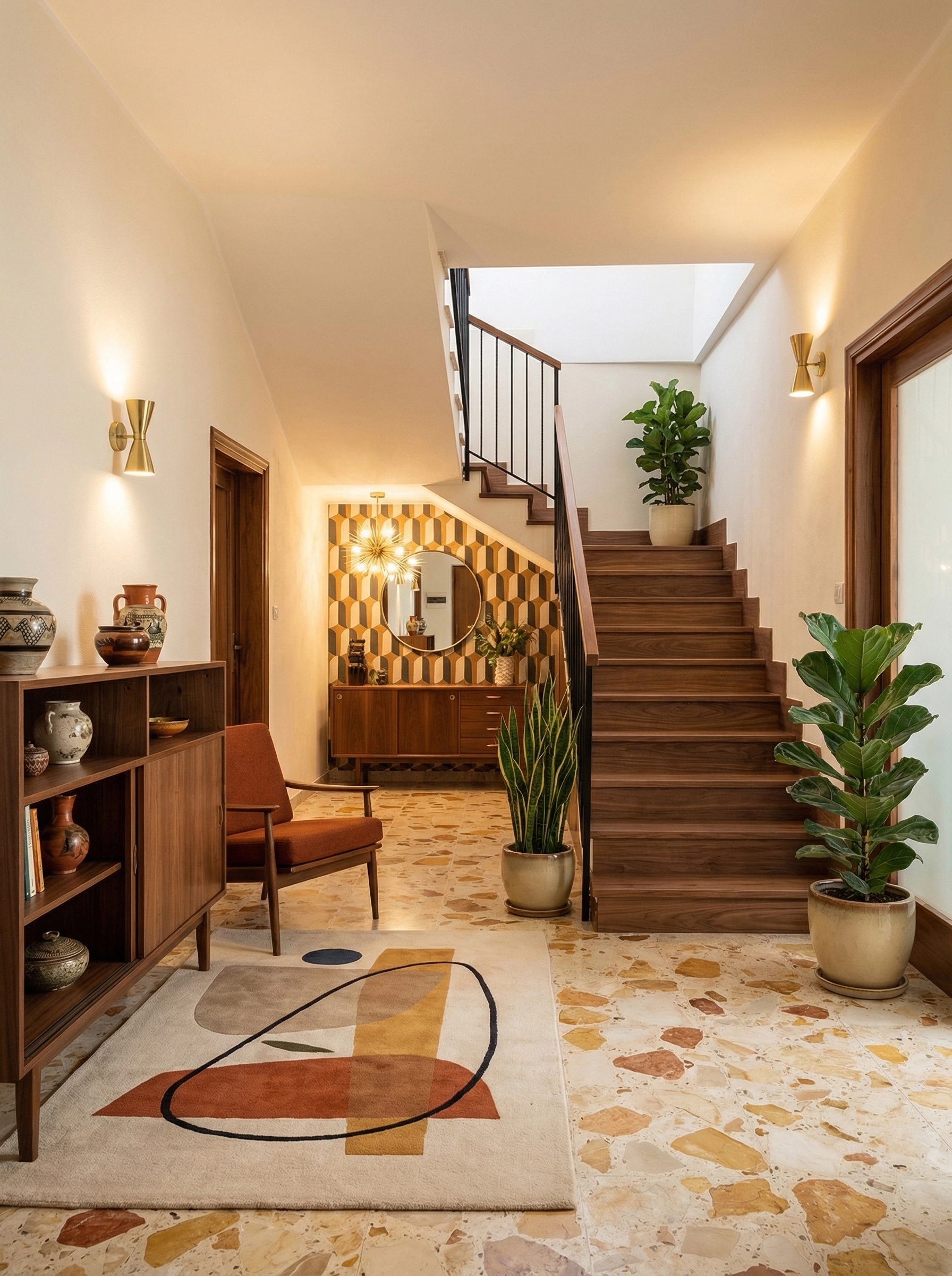 Mid-Century Modern Hallway design — interior photo by GenRoom AI