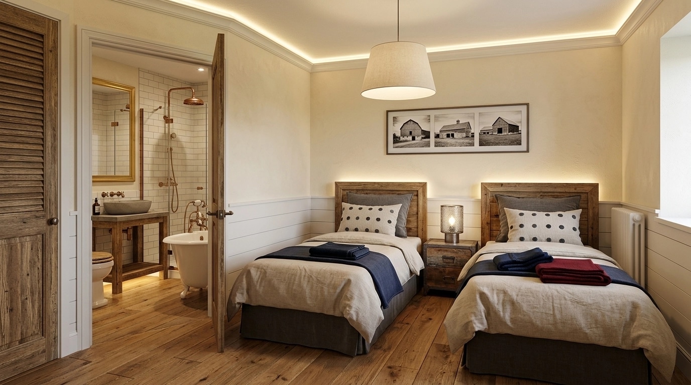 Modern Farmhouse Bedroom design — interior photo by GenRoom AI