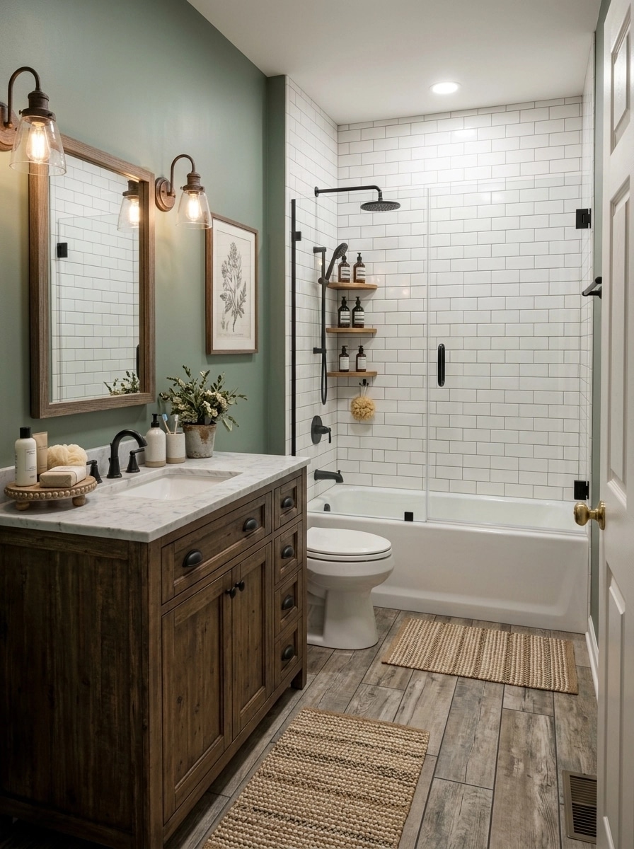 Bathroom interior in Modern Farmhouse style — photo by GenRoom AI