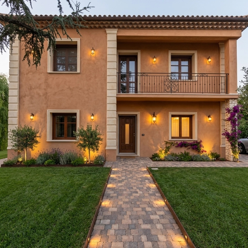 Facade design in Mediterranean Facade style — photo by GenRoom AI