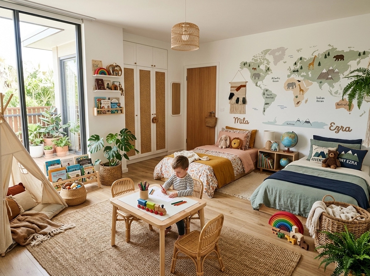Bohemian Kids Room design — interior photo by GenRoom AI