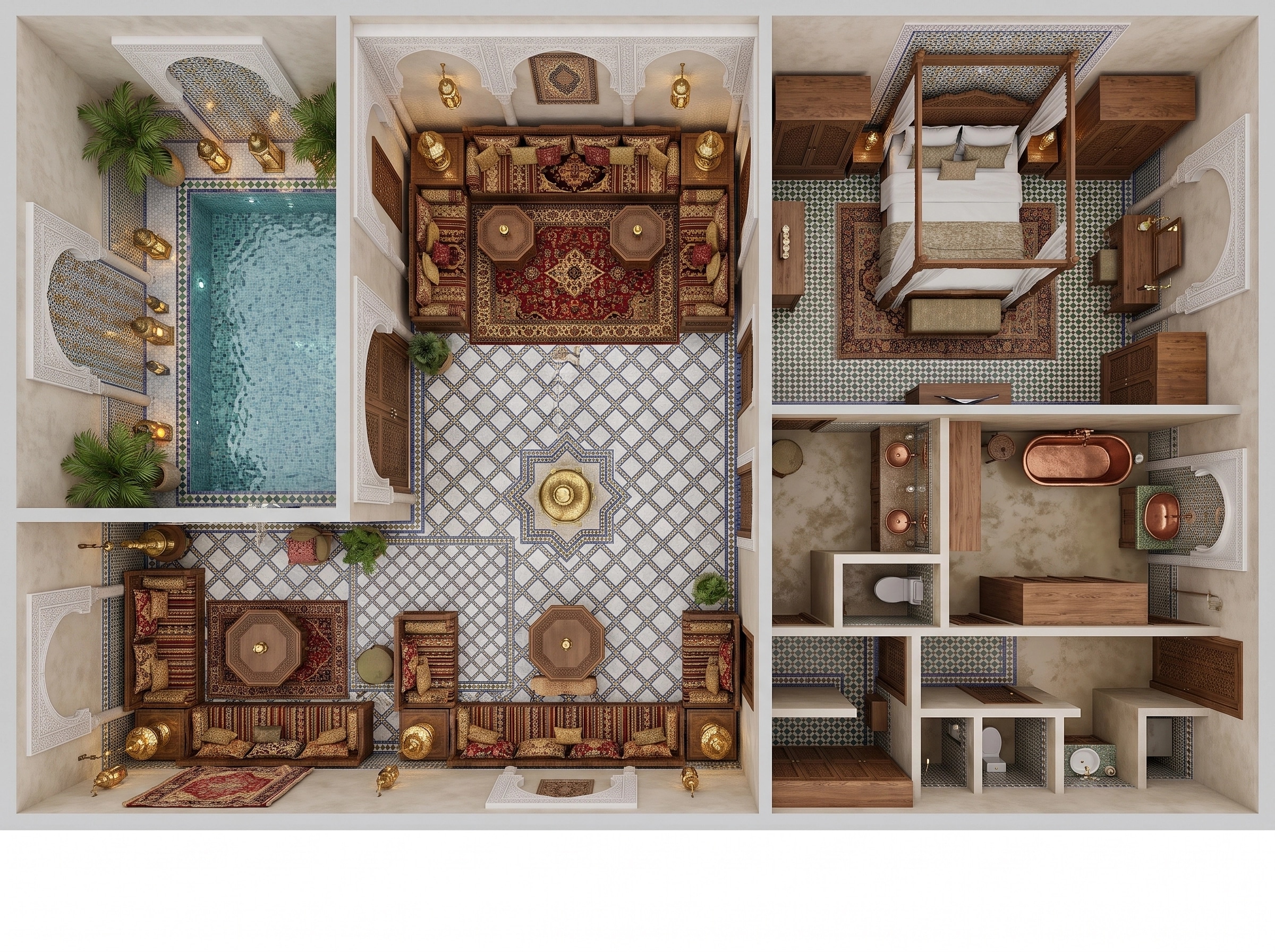Interior design in Arabian / Moroccan style — Living Room by GenRoom AI