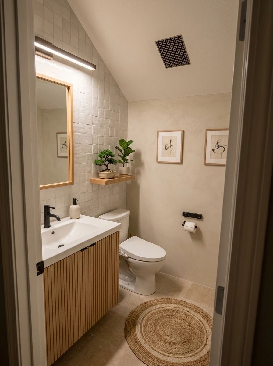 Bathroom interior in Japandi style — photo by GenRoom AI