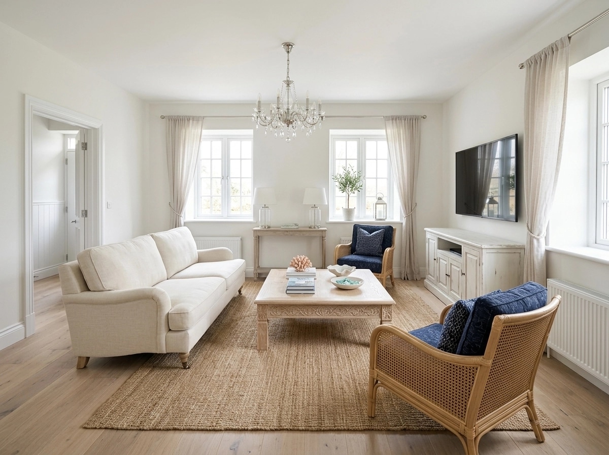 Interior design in Coastal / Hamptons style — Living Room by GenRoom AI
